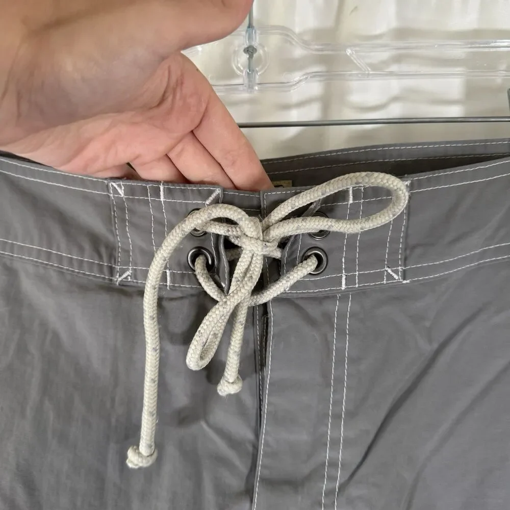 J. Crew Swim Trunks Men's 34 Grey Tie Cargo Pockets Original Longboard